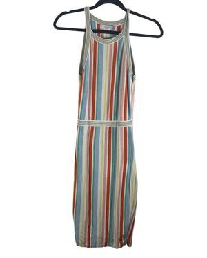 Ali & Jay Striped Knit Midi Dress Small Sleeveless Racerback Colorful Stretch
